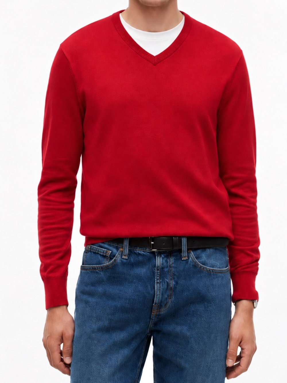 Tommy Hilfiger Golf Red V-Neck Cotton Sweater Men’s L